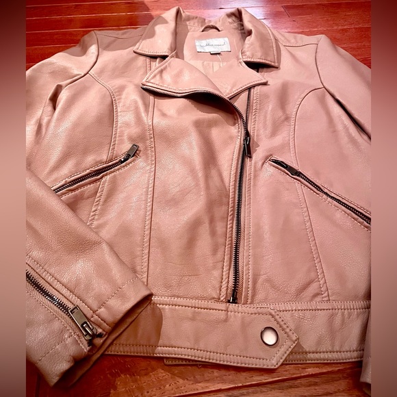 New women’s vegan leather mauve nude moto jacket size M - Picture 12 of 16